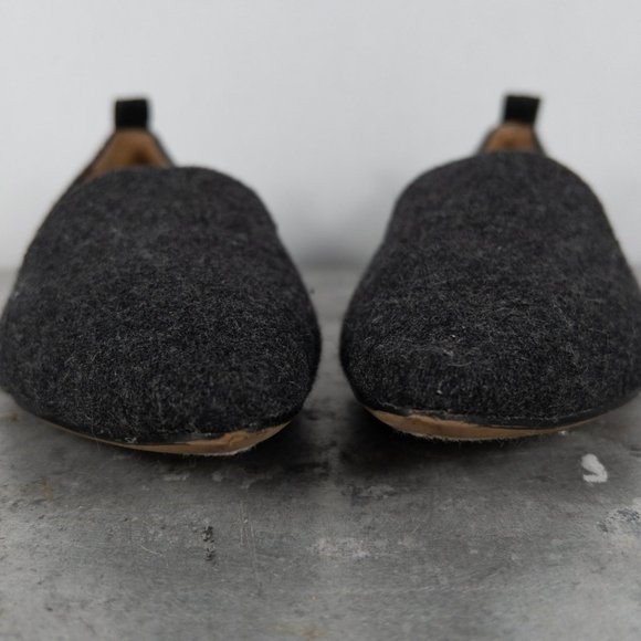 Franco Sarto Grey Brushed Felt Flats Silver Heel 8 Loafer Embellished Bedazzled - Picture 4 of 9